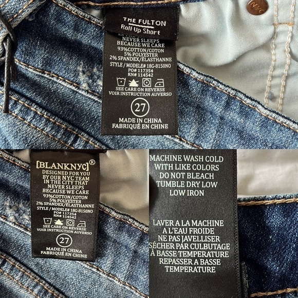 BLANK NYC The Fulton Distressed Roll Up Denim Jean Short NWT 27” - Picture 14 of 16